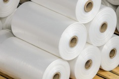Warehouse with rolls of polyethylene